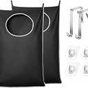 KEEPJOY 2 Pack Door Hanging Laundry Hamper, XL Hanging Bag with Large Opening and 2 Hooks for Whole Family - 36.5X22.5 inch - Black (2pack)