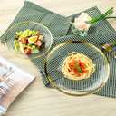 NUPTIO Charger Dinner Plates Set: Glass Gold Rim Chargers Under Plate 2PCS Clear Tray Round Salad Dish for Dining Wedding Party Christmas Reception Banquet Event Dessert Table Decoration 7.8 10 Inch