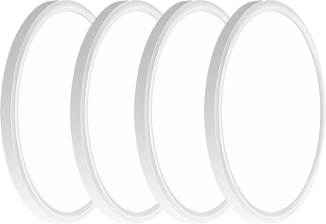 4PACK 3200lm LED Flush Mount Ceiling Light, Super Slim 12 inch LED Ceiling Light, 5000K Daylight LED Ceiling Light for Bedroom, Living Room, Garage, Office, Warehouse, Dining Room (White, Four Pack)