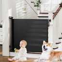 Probebi Retractable Baby, Child & Dog Gates for Stairs, Extends to 54" Wide 34" Tall, Use for Outdoor, Indoor, Hallways, Doorways, Deck, Porch, Black
