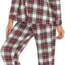 Anjue Button Up Pajamas for Women Long Sleeve Shirt and Pajama Pants Lounge Sets S-XXL (Red, M)