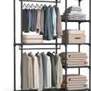 SONGMICS Portable Closet, Freestanding Closet Organizer, Clothes Rack with Shelves, Hanging Rods, Storage Organizer, for Cloakroom, Bedroom, 48.8 x 16.9 x 71.7 Inches, Black URYG026B02