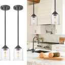 zeyu Farmhouse Hanging Pendant Lights 2 Pack, Modern Pendant Lights Kitchen Island with Clear Glass Shade, Oil Rubbed Bronze Finish, ZSL104MIL-2 ORB