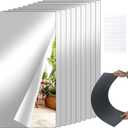 10 Pcs 12" x 24" Acrylic Self Adhesive Mirror Tiles for Wall 2mm Thick Flexible Stick Mirror Sheets Mirror for Home Gym Bedroom Ceiling Workout
