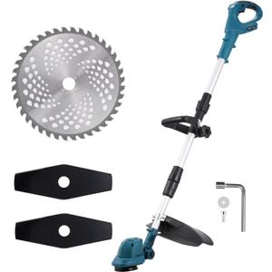 Cordless Brushless Weed Wacker Compatible with Makita 18V Battery - 9-Inch Grass Trimmer with 2 Types Blades, Battery-Powered Lawn Edger for Yard, Garden & Outdoor Lawn Care
