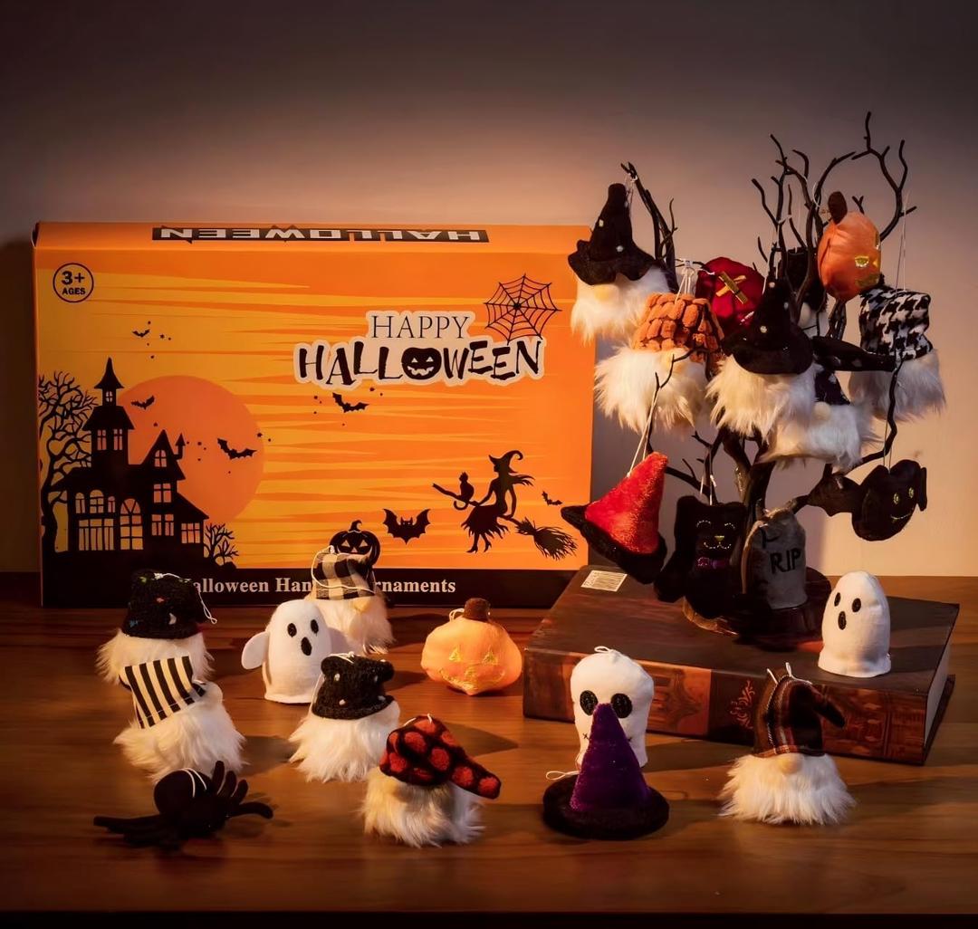 Halloween Hanging Gnomes & Dolls Plush Ornaments, Halloween Advent Calendar 2025, 24 Days Countdown Calendar Gift for Home Decoration Treat or Trick Decor