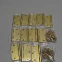 Satin Brass Door Hinges - 12 Pack Gold Door Hinges 3.5 Inch Rounded Interior Door Hinge with 5/8" Radius - 3 1/2 Inches Flat Iron Brass Hinges for Residential Standard Doors