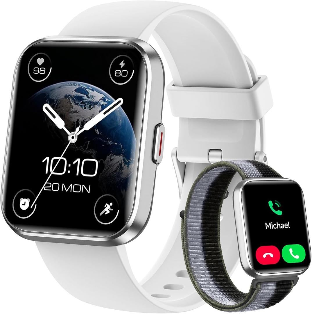 Smart Watches for Women Men, for Android & iPhone, Alexa Built-in, 1.8" Touch Screen Smartwatch with Heart Rate/SpO2/Sleep/Stress Monitor , IP68 Waterproof Fitness Tracker, 101+ Sports Modes, 2 Bands