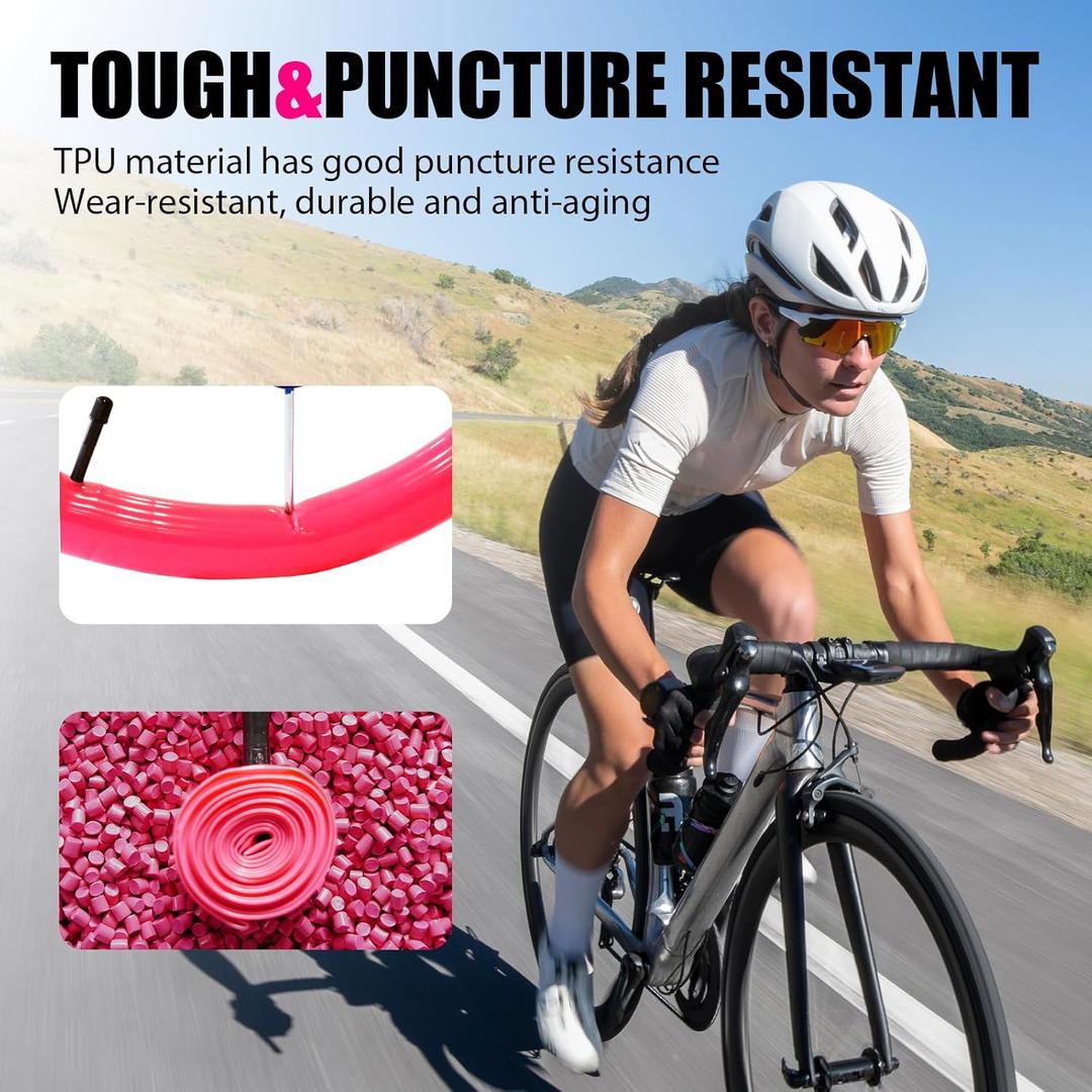 Ridenow 1-Pack Bike Inner Tube for 700/18C-28C, 700/18C-32C,700/28C-38C with 45/65/85 mm Metal &TPU Presta Valves for Road Bikes, Super Light Puncture Resistant (Include Patch Repair Kits)