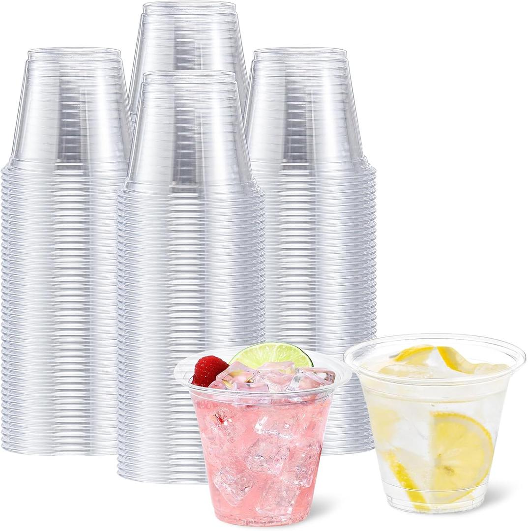 250 Pack 9 oz Clear Plastic Cups, Disposable Cups for Party, Sturdy & Food Safe Plastic Wine Cups for Cocktail, Juice, Punch (9oz 250pack)