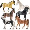 6PCS 6" Large Horse Figurines Animal Toys for Kids, Realistic Plastic Farm Animal Figurines Toys for Toddlers, Horse Party Favors Birthday Gift Cake Toppers for Boys Girls