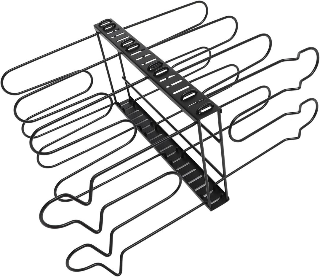 Cabilock 1set Multifunction Kitchen Storage Rack for Pots and Covers Organizer for Home Kitchen Material Easy to Clean Black