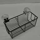 SANNO Suction Cup Shower Caddy Adhesive Deep Bathroom Basket Bath Organizer Kitchen Storage Basket for Gel Holder Bathroom Storage Shampoo, Conditioner,Stainless Steel (black-1)