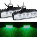 STDYSUN LED Green Hunting Fishing Lights 2Pcs 30W 6Inch Waterproof Driving Fog Lights Work Auxiliary Lights Driving Lights Bar Fit For Fish Pig Deer Hog Predator Truck Trator UTV ATV Golf Boat