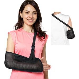 Mesh Arm Shoulder Sling Adjustable Shoulder Immobilizer for Shoulders Injury Torn Rotator Cuff Breathable Arm Brace for Shower Right Left Arms Stabilizes Sling Elbow Arms Wrist Injury Black