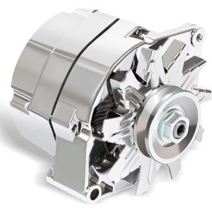 ROADFAR New Alternator High Output 100 AMP Chrome 1 Wire Replacement for Self Exciting Street Rod GM 305 350 BBC SBC 12V CW IR/EF 1100125 ADR0335-C 40012395 7127-SE105C 7127SECN100A