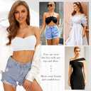 DOCUMO Women Strapless Bra Padded Bandeau Bra Non-Slip Silicone Bras (Gray, L)