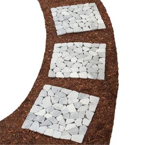 Bits and Pieces - 12" Square Marble Riverstone Stepping Stones - Garden Mats - Set of 3 - Yard Decorations - Decorative Garden Stones
