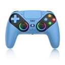 Dinosoo RGB Wireless Controller for PS5/PlayStation 5 PC, Bluetooth Controller with Turbo, Macro, Dynamic Vibration, 6-Axis Motion Control, 3.5mm Audio Jack, 1000mAh Battery, Speaker - Blue