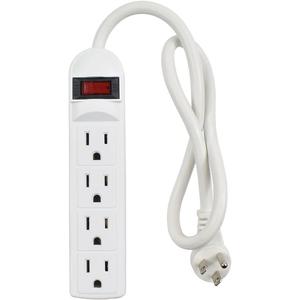 Small Power Strip Surge Protector, 4 Outlet 15A 125V 1875W, 90 Joules, Short 20-Inch Cord with Flat Plug, Classic Design, ETL Listed