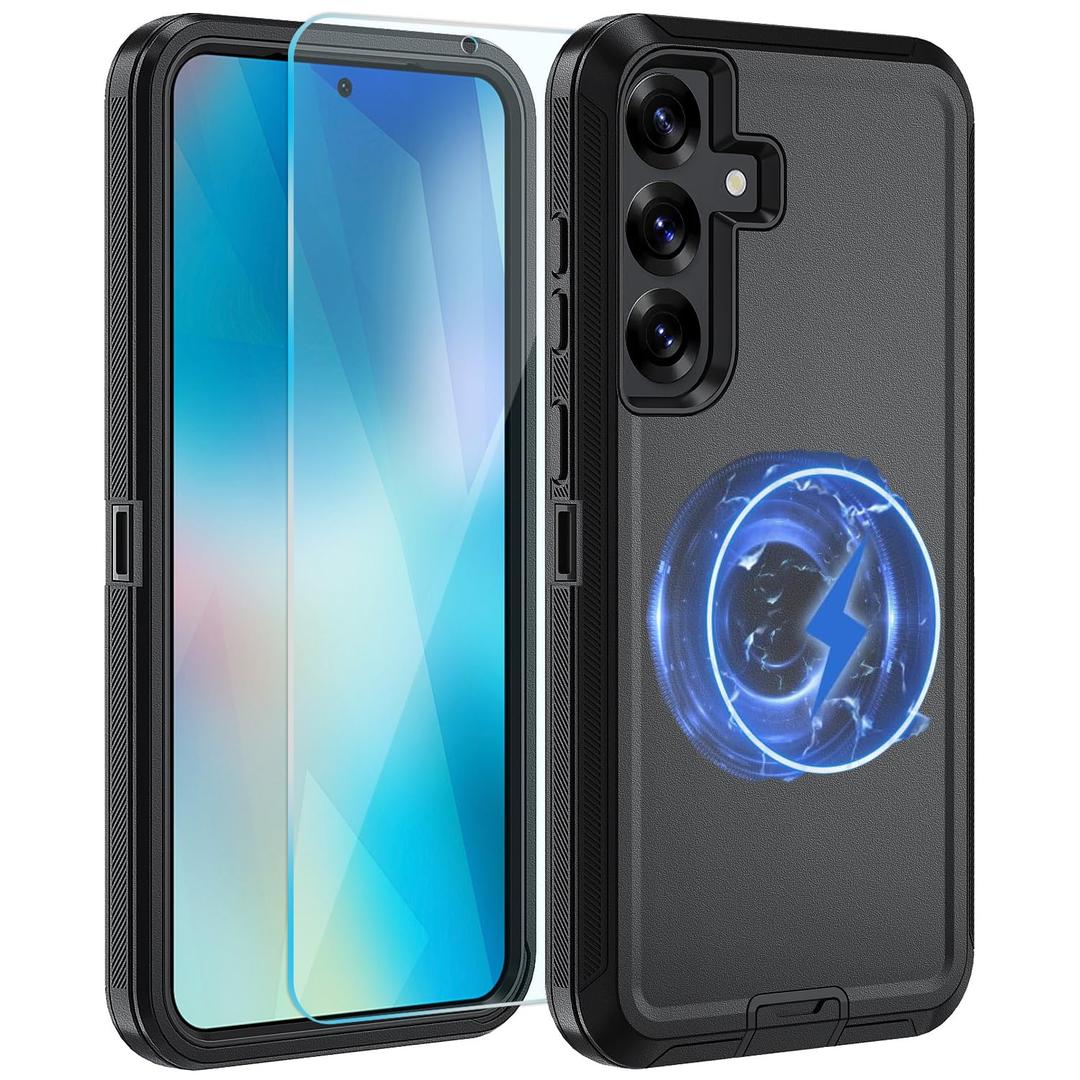 CONWOE for Samsung Galaxy S26 Plus Case, with HD Tempered Glass Screen Protector, Heavy Duty Shockproof Drop Protective Rugged Tough Durable Phone Cover (with Belt Clip-Lake Blue)