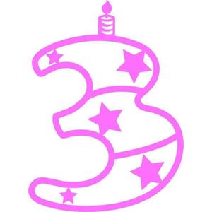 Design With Vinyl Design With Vinyl Wall Decal Third Birthday Pink rd Number Three Birthday Motivational Wall Decal for Boys Girls Bedroom - Size: 21 Inch X 17 Inch 