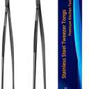 JETKONG 2 Pcs 9-Inch Food Tweezer Tongs, Stainless Steel Kitchen Tweezer Cooking Tweezers (Black)