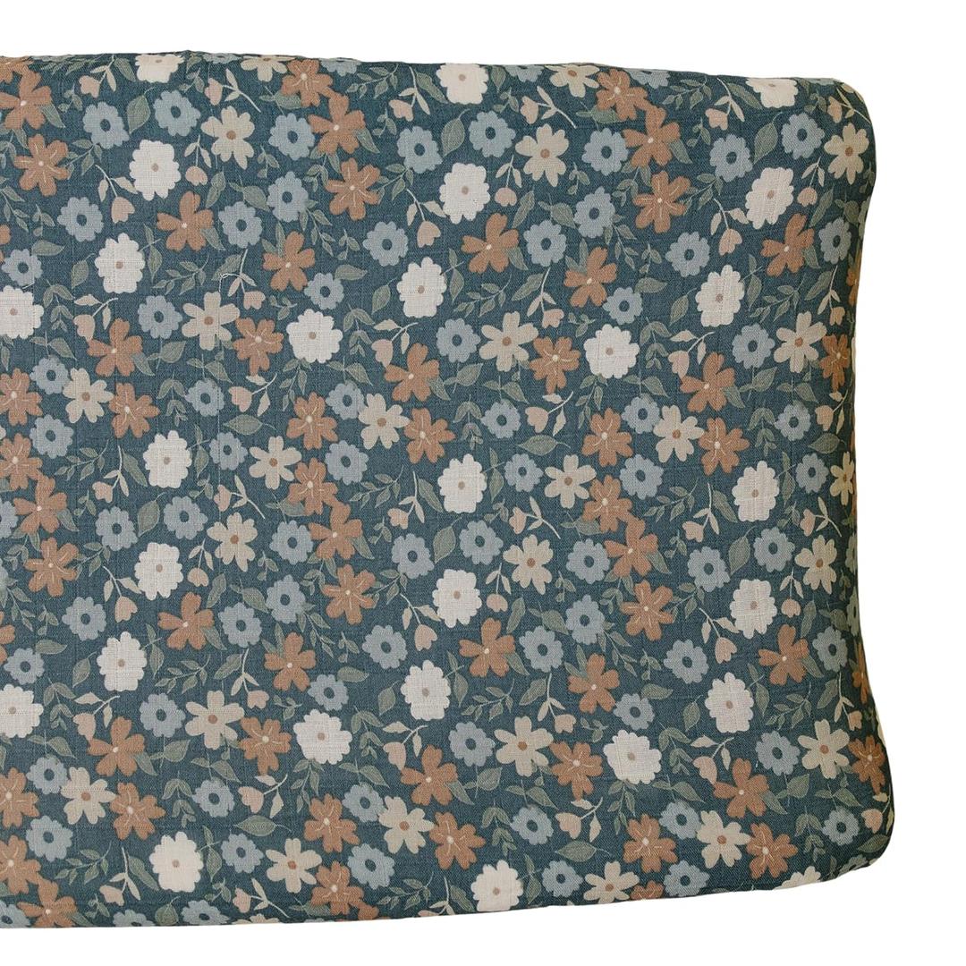 Mebie Baby Changing Pad, Midnight Floral, 100% Muslin Cotton Changing Table Pad Cover for Baby Boy and Girl, Designer Nursery Decor Covers, Diaper Changing Pad Cover for Changing Station