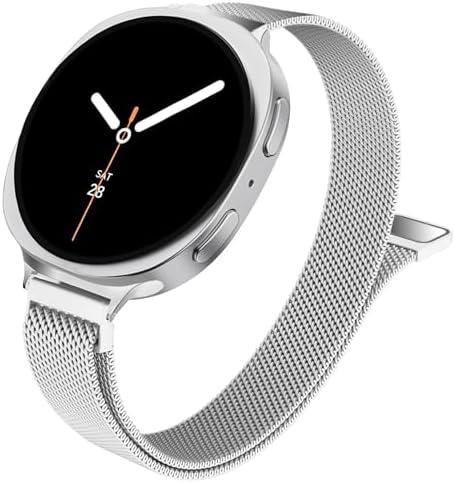 HAYONLIY Slim Metal Band Compatible with Samsung Galaxy Watch 8 40mm 44mm/Galaxy Watch 8 Classic 46mm,Mesh Magnetic Stainless Steel Strap Milanese Loop Wristband Women Men