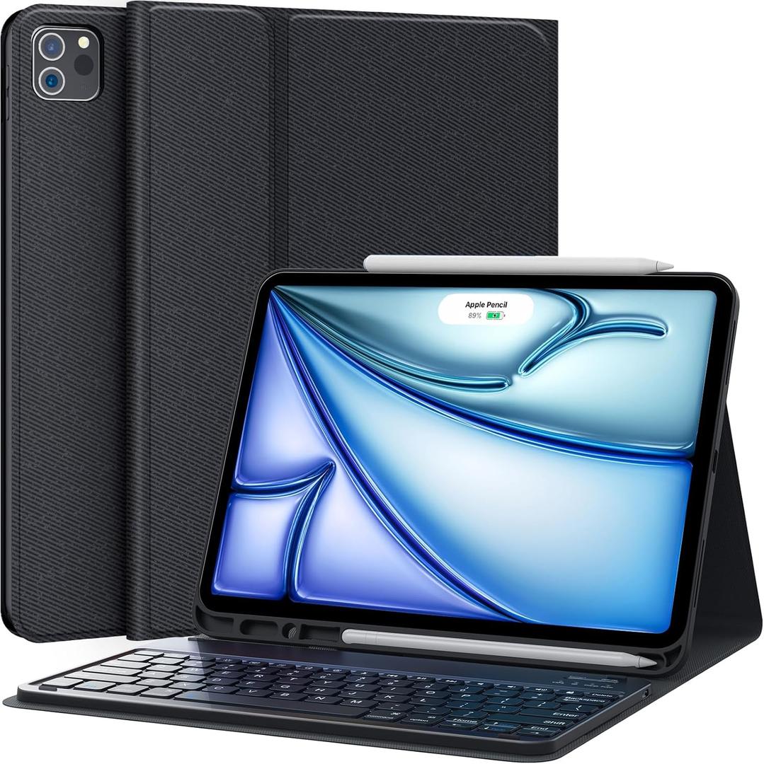 CHESONA Keyboard for iPad Air 13 (M3/M2, 2025/2024), iPad Pro 12.9 inch Case with Keyboard - Magnetic Detachable - with Pencil Holder, for iPad Pro 12.9-inch - 6th/5th/4th/3rd Generation, Black
