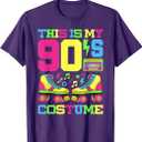 90s Costume 1990s Theme Party Nineties Styles Fashion Outfit T-Shirt (Small, Purple)
