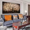 NBAODAN Black and Gold Wall Decor for Bedroom Tree Art Prints Brown Home Wall Decor Large Wall Art for Office Landscape Canvas Painting 24"x48"