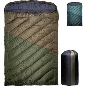 Teton Mammoth Queen Size Double Sleeping Bag- A Warm Bag The Whole Family can Enjoy Great for Camping, Hunting and Base Camp. Compression Sack Included, Mammoth 20F