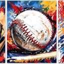Baseball Wall Art Canvas Prints,Baseball Graffiti Wall Art Set of 3,Vintage Sports Graffiti Art Posters,Baseball Decor Boys Room Man Cave Bedroom Nursery Decor(8"x10"Unframed)