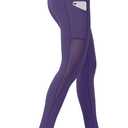 ALONG FIT Women's Mesh Yoga Leggings with Side Pockets Tummy Control Workout Running Capris High Waist Yoga Pants (Blue, XS)