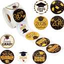 5 x 500Pcs Graduation Stickers Class of 2026 Round Graduation Envelope Seal Label Self-Adhesive Stickers for Graduation Party (Graduation1)