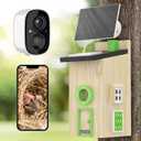 Solar Bird House with Camera - 2K HD Wooden Smart Birdnest Watch Birds Nesting & Hatching in Real Time, 2.4G WiFi with Camera Inside AI Identify Bird Behavior, Ideal Gift for Bird Lovers