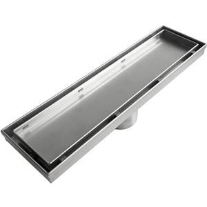 Neodrain 12-Inch Linear Shower Drain with 2-in-1 Flat & Tile Insert Cover, Brushed 304 Stainless Steel Rectangle Shower Floor Drain,Floor Shower Drain with Hair Strainer