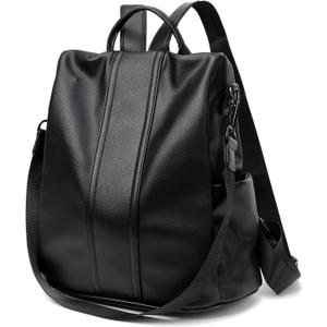 PINCNEL Women Backpack Purse Waterproof Nylon Anti-theft Rucksack Lightweight Shoulder Bag, Medium, Black