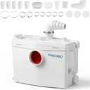 1000W Macerator Pump, Macerating Toilet System with 4 Inlets/2 Outlets, 40 GPM Flow, 29.5 FT Head, PCB Smart Control Sewage Pump for Basement, Sink, Toilet, Laundry, Kitchen
