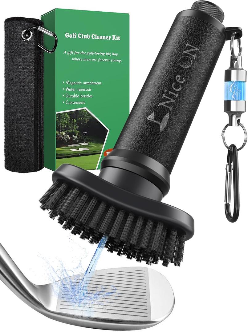 Golf Club Cleaner Brush and Towel, Golf Club Brush Groove Cleaner Magnetic, Golf Bag Accessories for Men Gifts