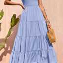 PRETTYGARDEN Women's 2026 Casual Loose Plain Maxi Sundress Smocked Tank Dress Sleeveless Summer Beach Tiered Long Dresses (Blue, XL)