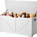 VEVOR Kids Storage Bench, Wooden Toy Box Chest, Large Storage Cabinet with Safety Hinge, Toddlers Storage Bench for Playroom, Living Room or Entryway, Easy Assembly, 38.98 x 15.55 x 18.9 in, White, 39 Inch
