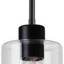 Black Pendant Lights Kitchen Island,Modern Farmhouse Glass Pendant Light,Light Fixture Kitchen Pendant Mini Hanging Light Fixture for Sink (1 Pack Black stem Rod)