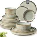 GBHOME Stoneware Dinnerware Sets for 6,Round Reactive Glaze Ceramic Plates and Bowls Set,Highly Scratch Resistant | Dishwasher & Microwave Safe Dishes Set,Service for 6(18Pcs) (Desret Sage)