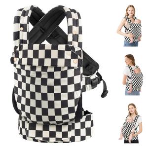 Baby Carrier Newborn to Toddler- Ergonomic,Cozy and Lightweight Infant Carrier for 7-40lbs,3 Carry Positions Newborn Carrier,Checkerboard