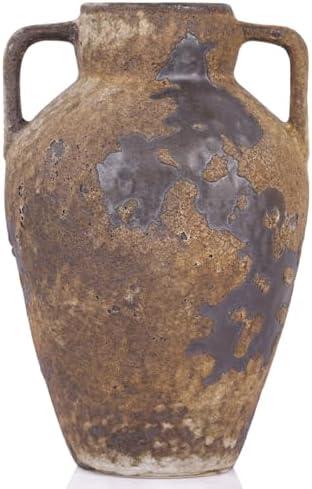 Wabi Sabi Rusty Vintage Vase, 10" Tall Wabi Sabi Decor Rustic Farmhouse Pottery Vase for Centerpiece, Textured Pottery Flower Vases for Home Decorative, Table, Living Room, Bedroom, Bathroom, Kitchen