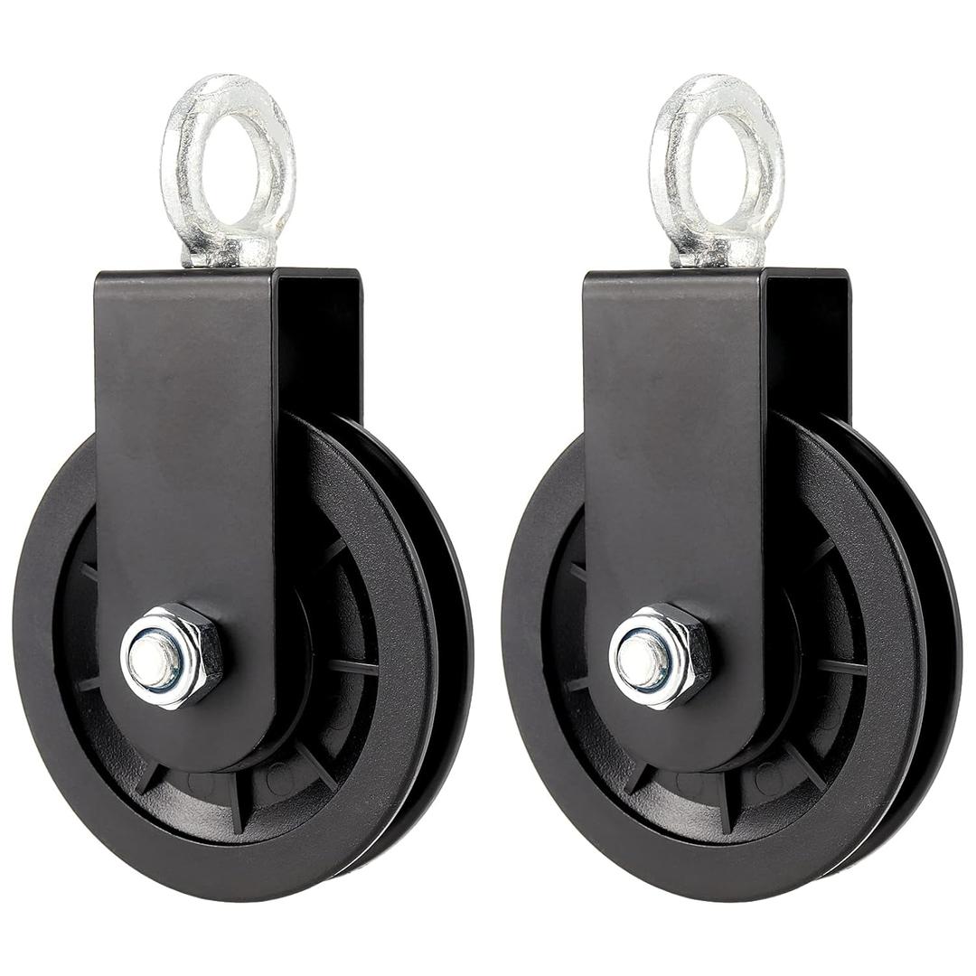MAAIGU 2 PCS 3.54 in/90 mm Cable Pulley Wheel, 360 Degree Silent Detachable Rotation Traction Wheel, Heavy Duty Mute Swivel Fitness Pulley Wheel for DIY Gym Pulley System, Equipment Replacement, Hoist
