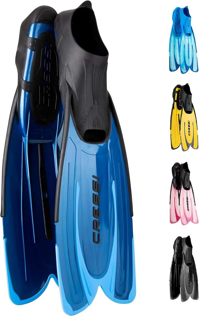 Cressi Adult Snorkeling Fins with Self-Adjustable Comfortable Full Foot Pocket - Perfect for Traveling - Agua 43/44