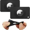 2Pack Airtag Holder Wallet Card,Slim Air tag Card,Airtags Card Case for Wallet,Purse,Handbag,Clutch,Backpack,Pocket,(Black, Airtag Not Included), Pack Of 2